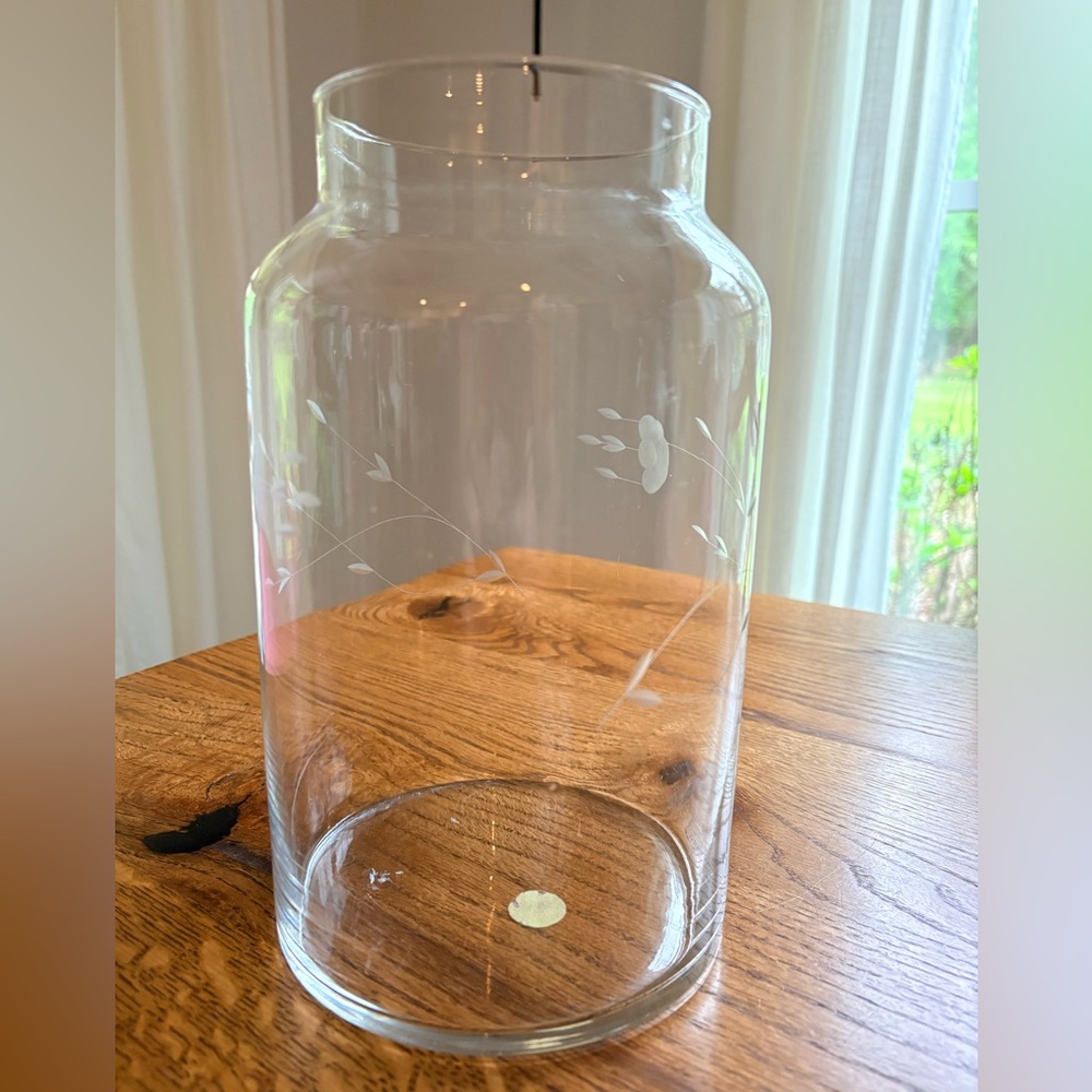 Princess House Clear Etched Glass large Heritage Decorative jar without lid! - Picture 4 of 8